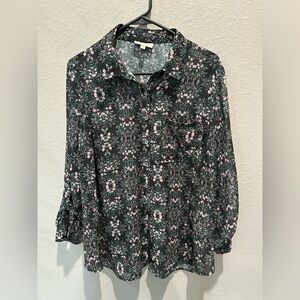ModCloth semi sheer blouse button down Sz 1X EUC